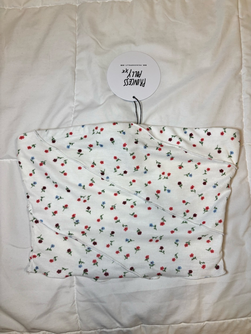 Princess Polly Strapless Top in White Floral